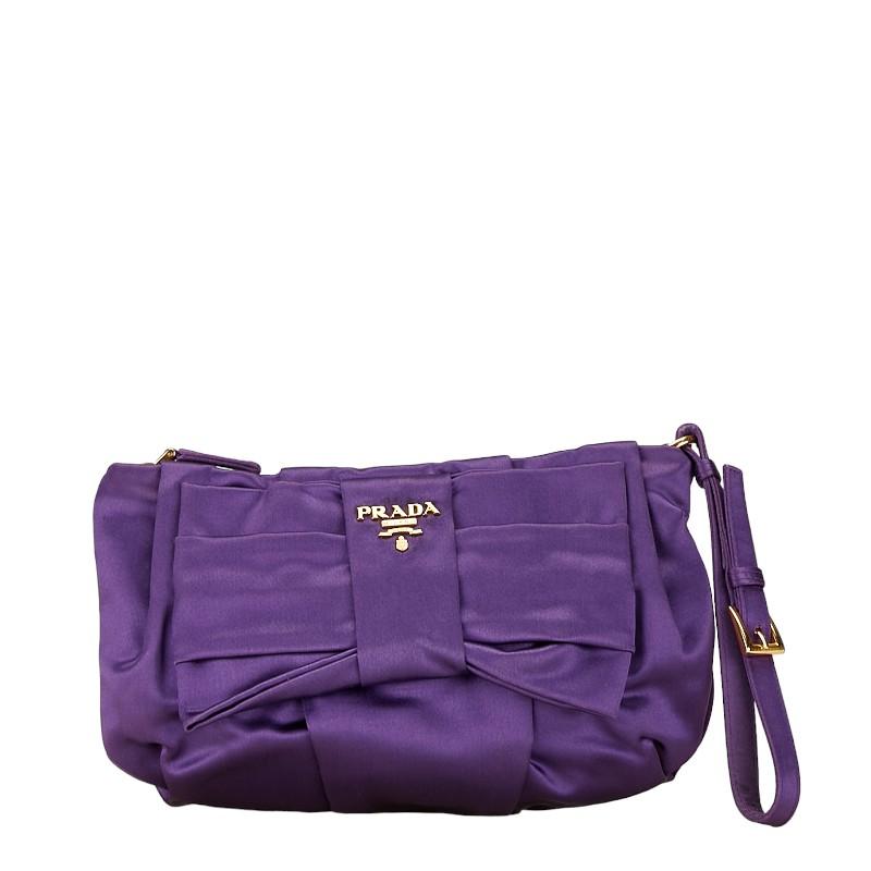 PRADA プラダ ロゴ リボン ポーチ 1N1422 パープル ナイロン PRADA プラダ ロゴ リボン ポーチ 1N1422 パープル ナイロン