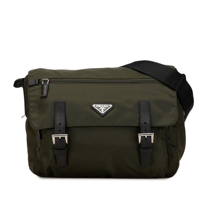 PRADAメッセンジャーバッグ ショルダーバッグ レザー 三角プレート PRADAプラダ ショルダーバッグ メッセンジャーバッグ 三角ロゴ