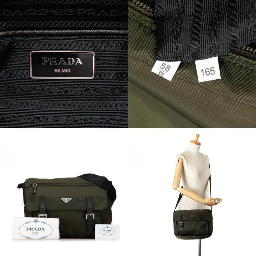 PRADA（プラダ） 三角ロゴプレート 斜め掛け ショルダーバッグ カーキ