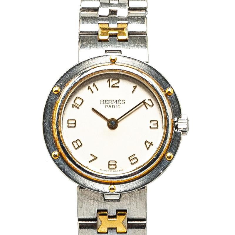 HERMES エルメス オリンピア 腕時計 クオーツ アイボリー ホワイト文字  