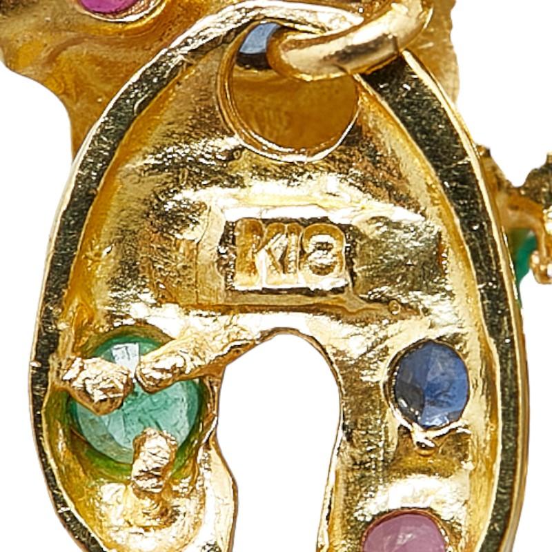 ✨美品k18YGピエロ ネックレス トップ　【ルビー·エメラルド·サファイア】 K18YG イエローゴールド エメラルド ルビー サファイア ピエロ