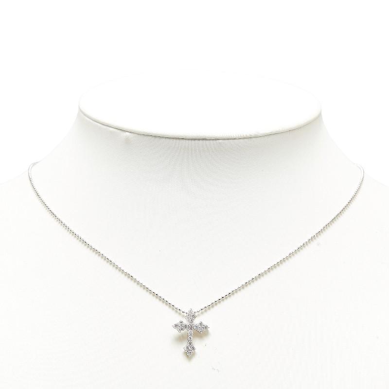 K18WG ホワイトゴールド ダイヤ0.50ct クロス 十字架 モチーフ