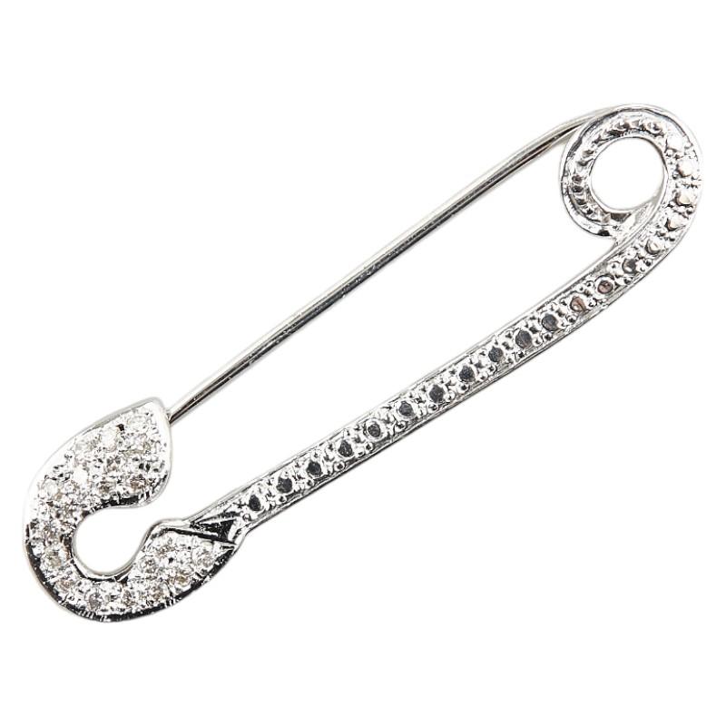 K10WG ホワイトゴールド ダイヤ0.17ct セーフティーピン 安全ピン