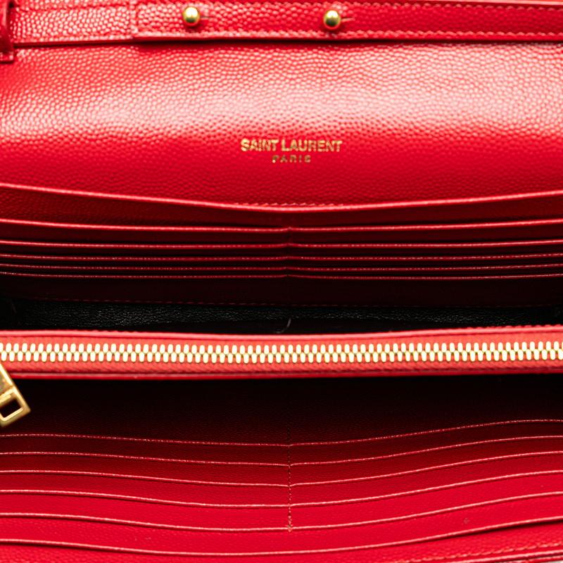 極美品 SAINT LAURENT クラッチバッグ キルティング 赤 YSLロゴ
