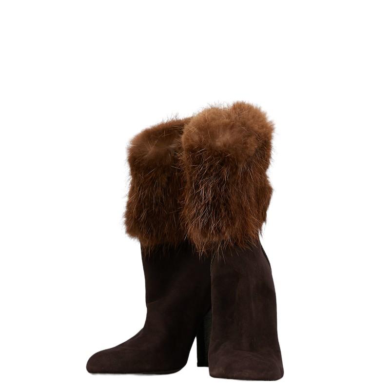 サンローラン クロコ型押し ショートブーツ サイズ37 ブラウン  