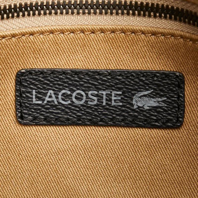 LACOSTE（ラコステ） ワニ 総柄 斜め掛け ショルダーバッグ ブラック