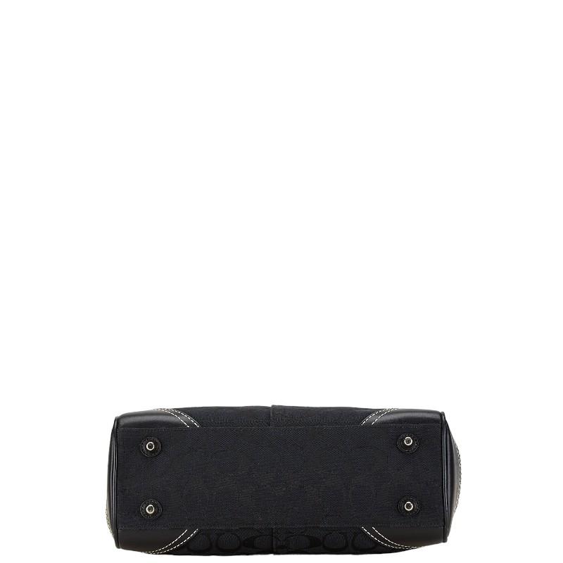 美品 コーチ ハンドバッグ ショルダーバッグ シグネチャー ブラック 8K06 COACH コーチ シグネチャー ハンドバッグ 黒 トートバッグ 8K06