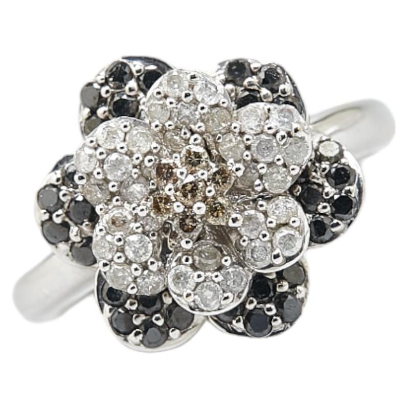 K18WG ホワイトゴールド ダイヤ0.80ct フラワー 花 モチーフ リング