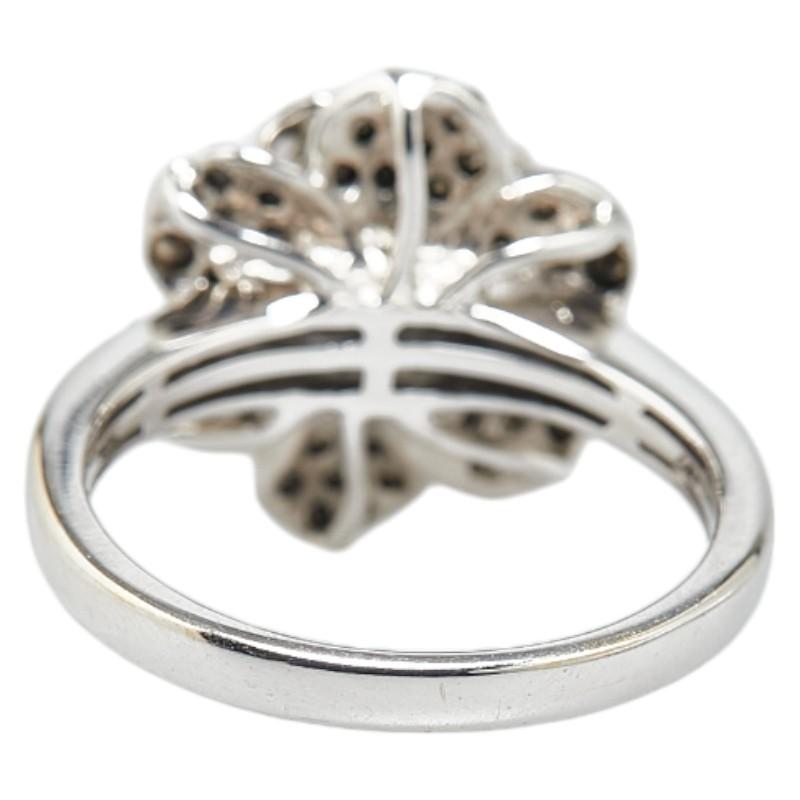 K18WG ホワイトゴールド ダイヤ0.80ct フラワー 花 モチーフ リング  