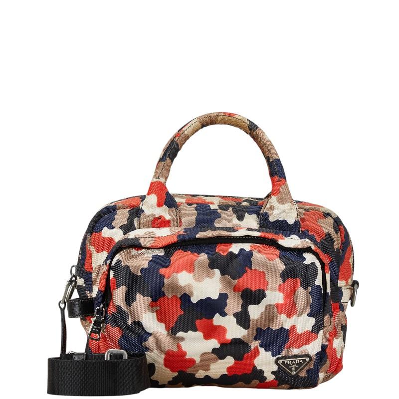 PRADA プラダ 三角ロゴプレート 迷彩 カモ柄 ハンドバッグ PRADA プラダ 三角ロゴプレート 迷彩 カモ柄 ハンドバッグ