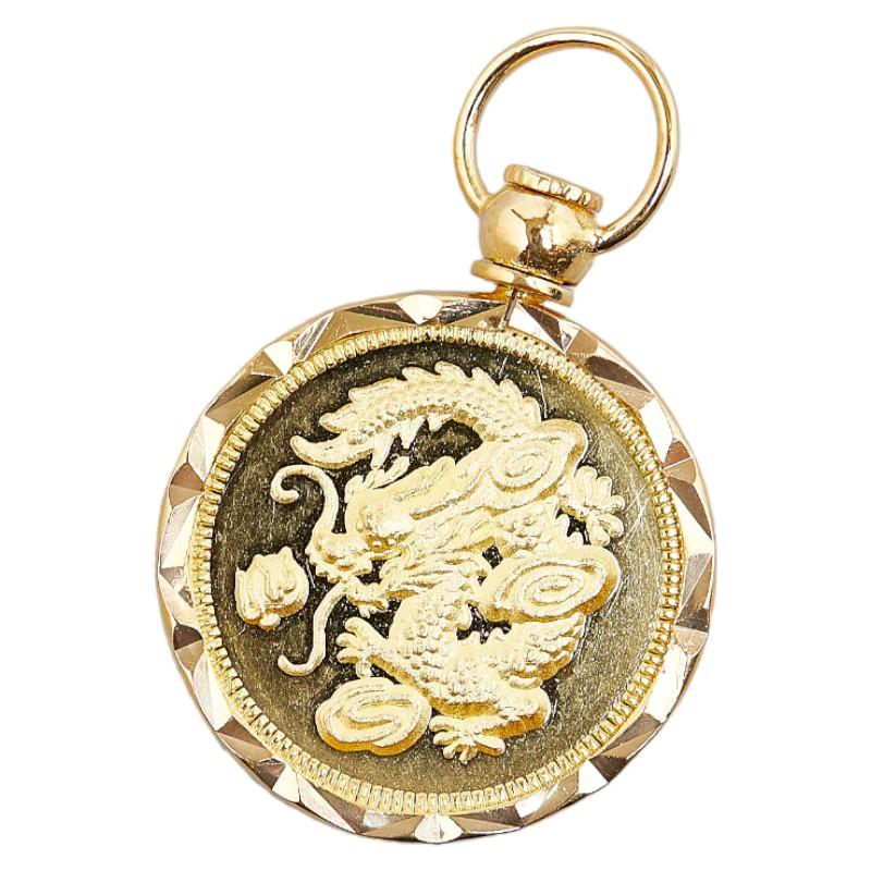 K22YG イエローゴールド 龍 福 モチーフ 風水 ペンダントトップ