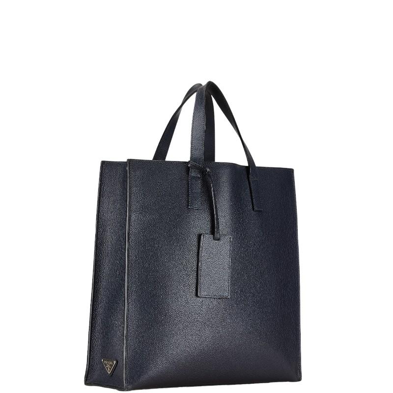 【美品✨】プラダ ビジネスバッグ サフィアーノレザー 三角プレート 黒 PRADA（プラダ） 三角ロゴプレート ビジネスバッグ ブリーフケース