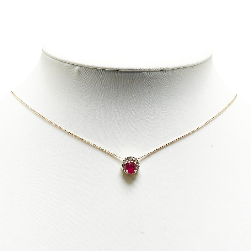 K18YG イエローゴールド ルビー0.98ct ダイヤ0.23ct ペンダント  