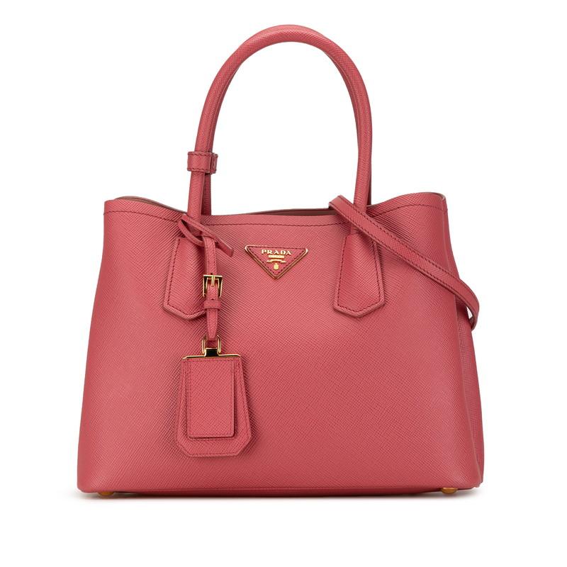 PRADA プラダ 三角ロゴプレート キュイール ダブル ハンドバッグ 