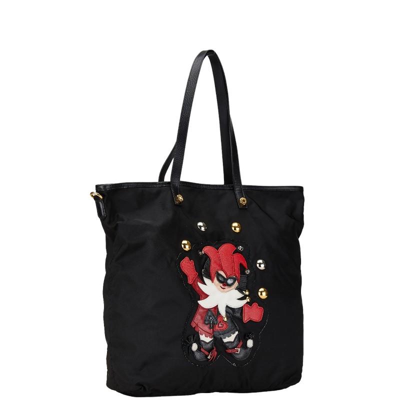 PRADA プラダ 三角ロゴプレート ピエロ トートバッグ ブラック PRADA プラダ 三角ロゴプレート ピエロ トートバッグ ブラック