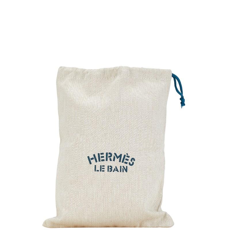 HERMES エルメス ノベルティ 巾着 ポーチ ネイビー ベージュ