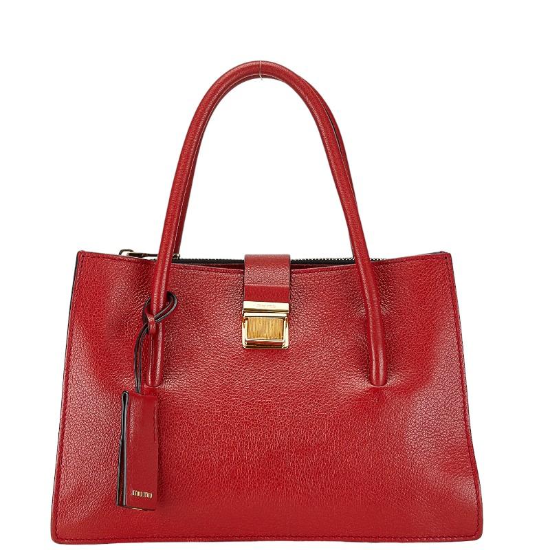MIU MIU 赤 レザー 2WAYバッグ miu ミュウミュウ ハンドバッグ ショルダーバッグ 2WAY レッド