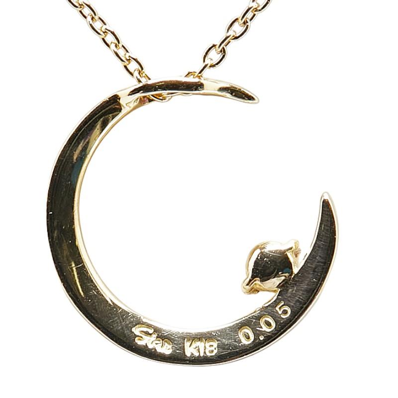 おむ＊STAR JEWELRY ゴールド 月形ネックレス スタージュエリー K18YG イエローゴールド ダイヤ0.05ct C 三日月