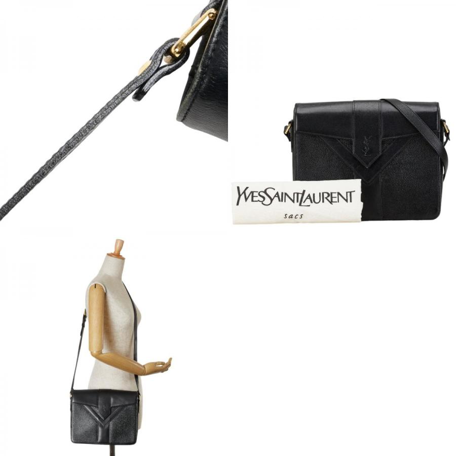 【イヴサンローラン】 希少‼︎ヴィンテージ ミニショルダー 黒 カサンドラロゴ ASUS サンローラン YSLロゴ カサンドラ 斜め掛け ショルダー