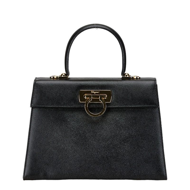 美品✨ サルヴァトーレフェラガモ ハンドバッグ ガンチーニ レザー ブラック FERRAGAMO サルヴァトーレフェラガモ Salvatore Ferragamo