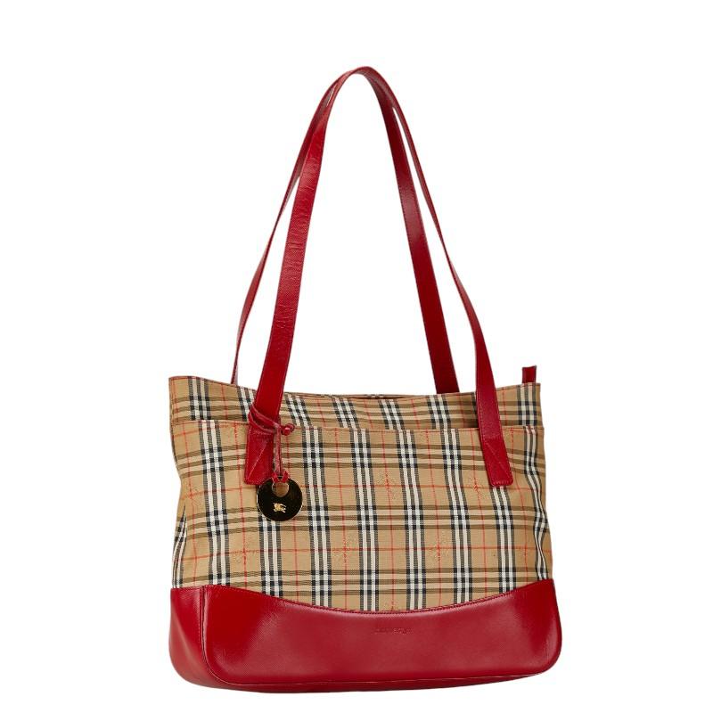 美品☆BURBERRY LONDON ノバチェック ハンドバッグ トートバッグ BURBERRY（バーバリー） ノバチェック トートバッグ ベージュ レッド