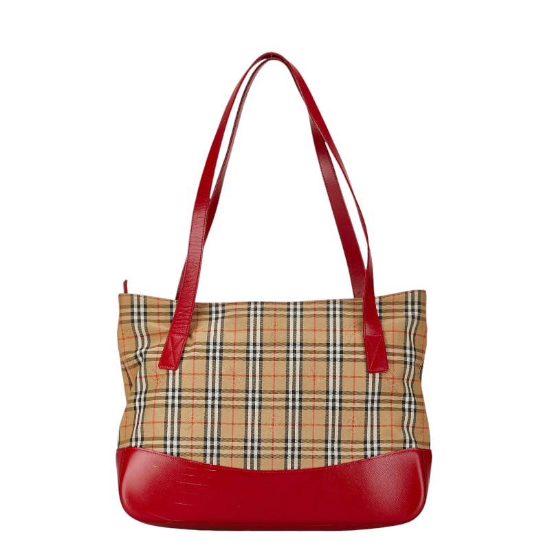 【X'masセール★30%OFF】バーバリー BURBERRY トートバッグノバチェック ベージュ×ノバチェック（ベージュ×ホワイト×ブラック×レッド） レディース 中古 BURBERRY（バーバリー） ノバチェック トートバッグ ベージュ レッド