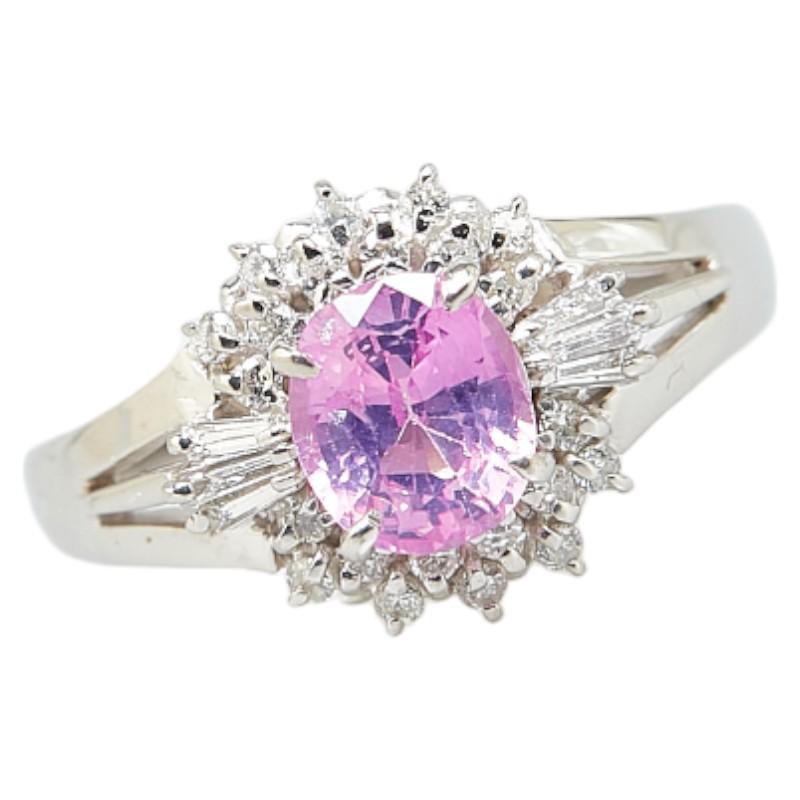 Pt900 プラチナ ピンクサファイア1.04ct ダイヤ0.24ct リング 指輪 #51 