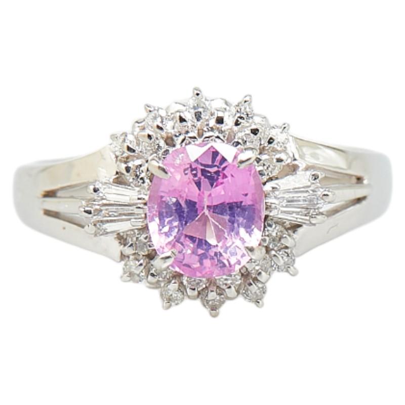 Pt900 プラチナ ピンクサファイア1.04ct ダイヤ0.24ct リング 指輪 #51 