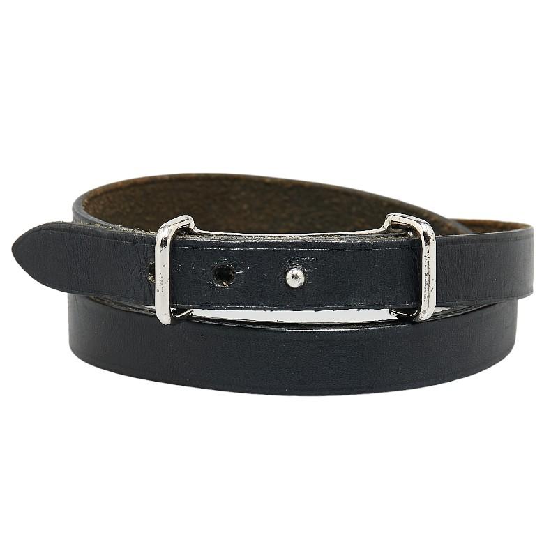 HERMES エルメス アピ2 ブレスレット ブラック シルバー レザー HERMES エルメス アピ2 ブレスレット ブラック シルバー レザー
