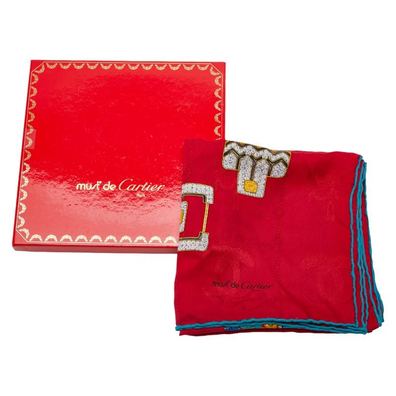 Cartier カルティエ マスト ドゥ スカーフ レッド ブルー マルチカラー  
