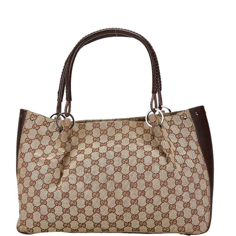 美品　130 GUCCI グッチ　トートバッグ　キャンバス生地　GG柄　hk2 GUCCI（グッチ） GGキャンバス トートバッグ 115015 ベージュ ブラウン