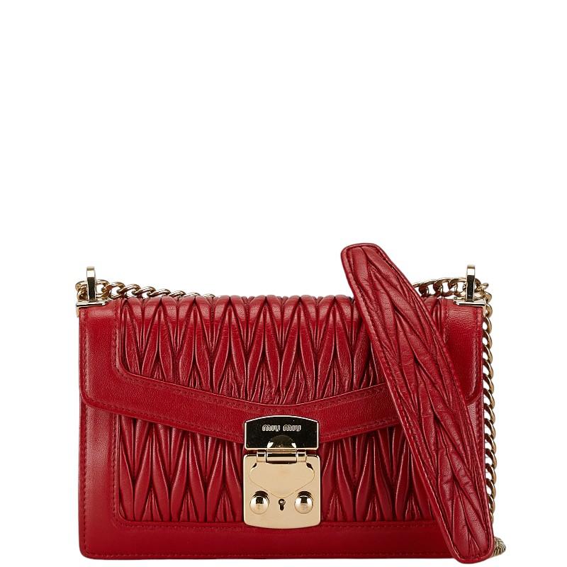 miu ミュウミュウ マテラッセ チェーン ショルダーバッグ レッド miu ミュウミュウ マテラッセ チェーン ショルダーバッグ レッド