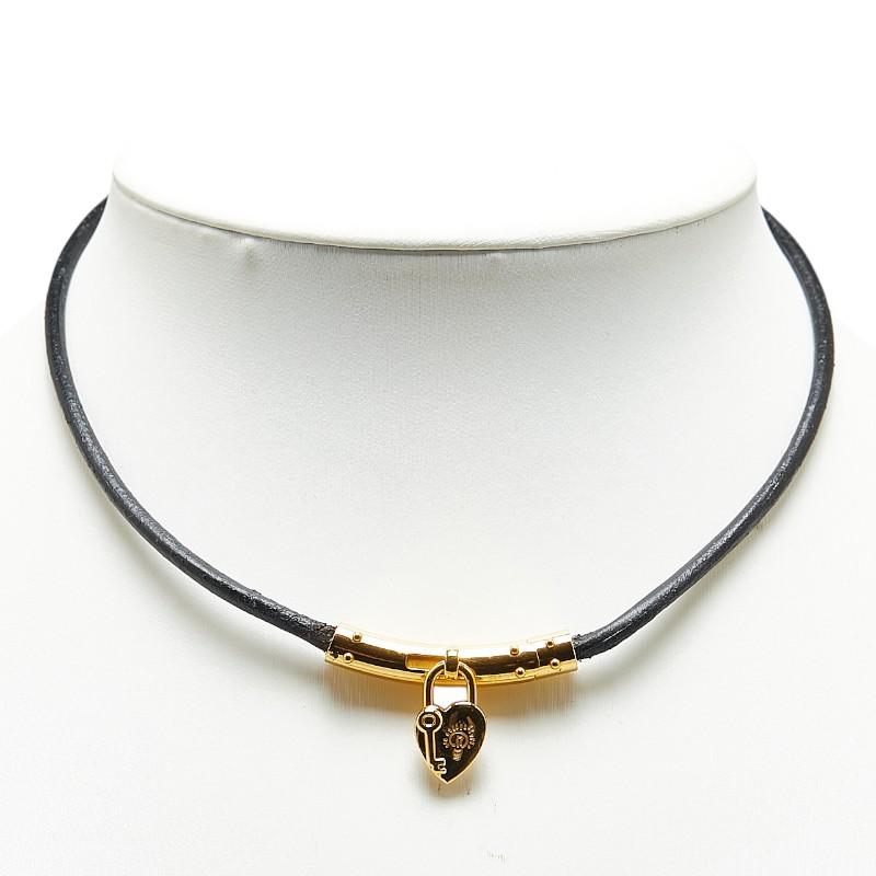 HERMES エルメス ファンタジー ハート チョーカー ブラック ゴールド 