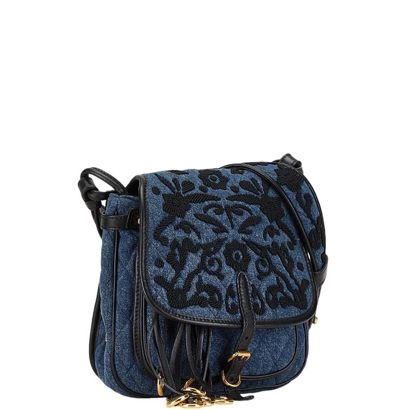 PRADA プラダ 刺繍 デニム フラワー ショルダーバッグ 1BH059 PRADA プラダ 刺繍 デニム フラワー ショルダーバッグ 1BH059