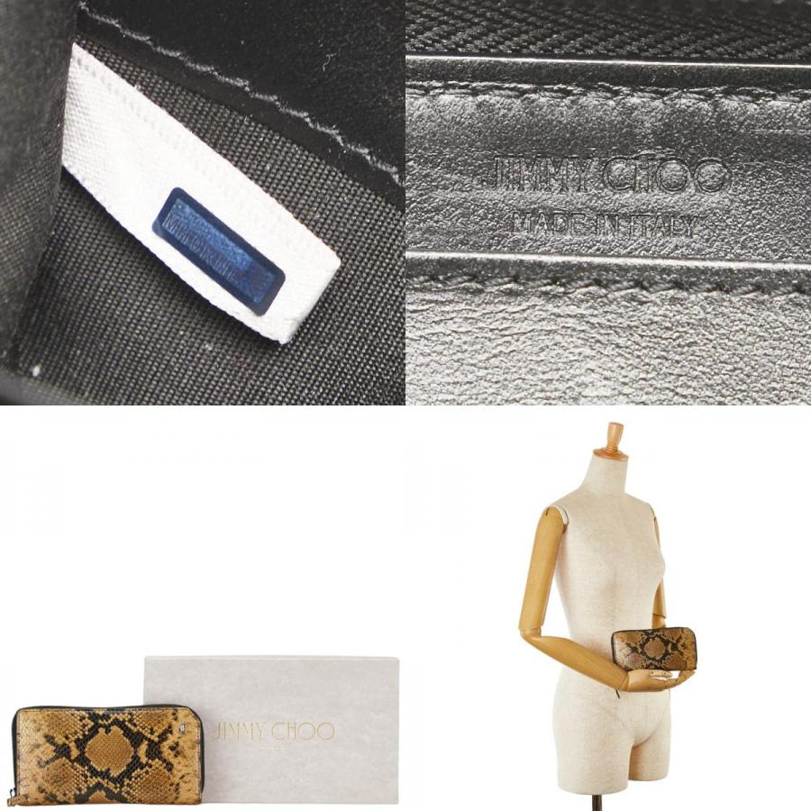 ジミーチュウ パイソン型押し 長財布 ブラック ベージュ レザー