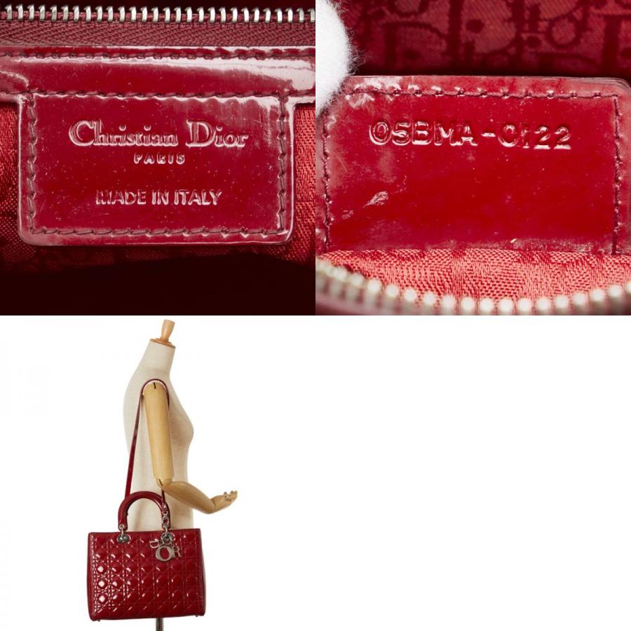 美品✨Dior レディディオール　2way パテントレザー　レッド Christian Dior クリスチャン・ディオール 2WAYバッグ レディ