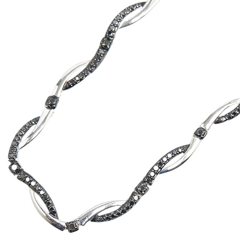K18WG ホワイトゴールド ブラックダイヤ2.80ct ネックレス レディース 