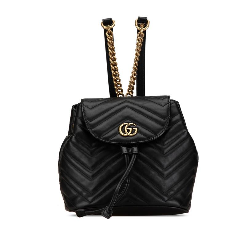 美品　GUCCI グッチ　GGマーモント　リュック　528129 黒 GUCCI グッチ GGマーモント リュック バックパック 528129