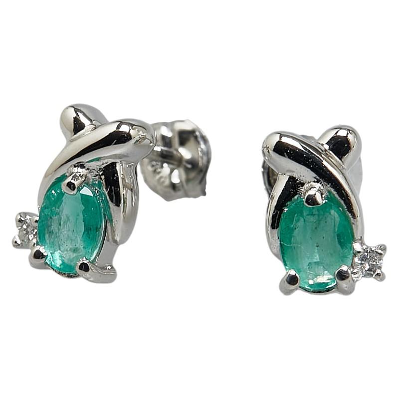 Pt900 プラチナ エメラルド ダイヤ0.02ct ピアス レディース 中古 : 1 