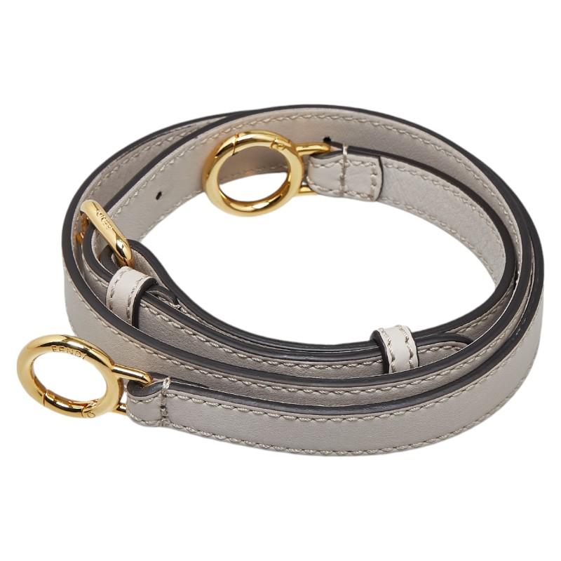 超美品★FENDI★フェンディ　ショルダーストラップ グレー ゴールド金具 FENDI（フェンディ） ショルダーストラップ グレー ゴールド レザー