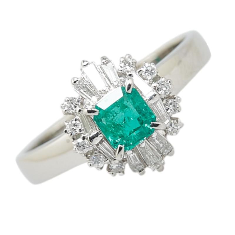 Pt900 プラチナ エメラルド0.47ct ダイヤ0.34ct リング 指輪 