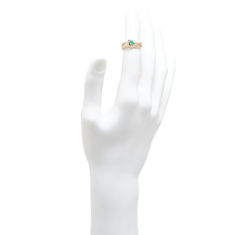 ノーブランド K18YG イエローゴールド エメラルド0.29ct ダイヤ0.03ct 