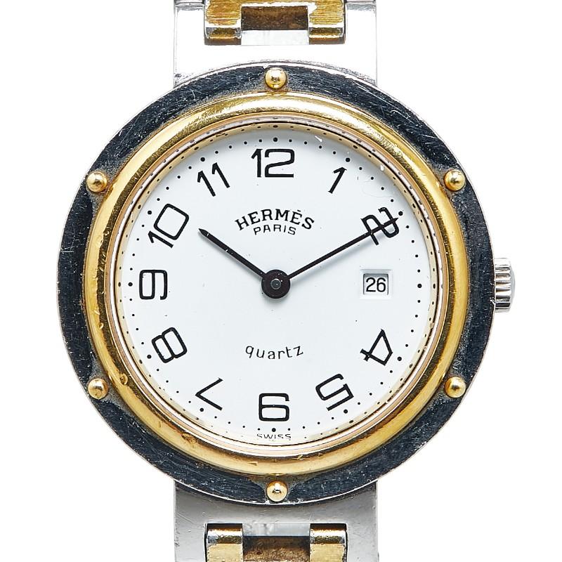 HERMES エルメス クリッパー 腕時計 CL4.220 クオーツ ホワイト文字盤 