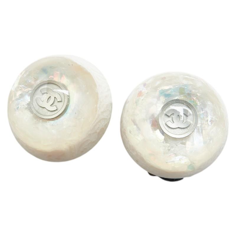 CHANEL シャネル ココマーク イヤリング シルバー ホワイト  