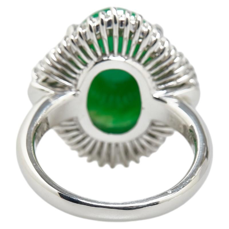 Pt900 プラチナ ひすい5.52ct ダイヤ0.89ct ひし形 リング 指輪 #51 
