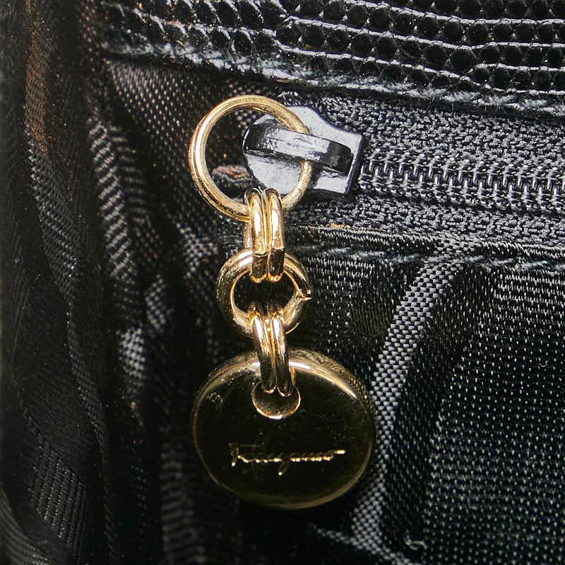 サルヴァトーレフェラガモ ヴァラ リボン リザード 型押し 