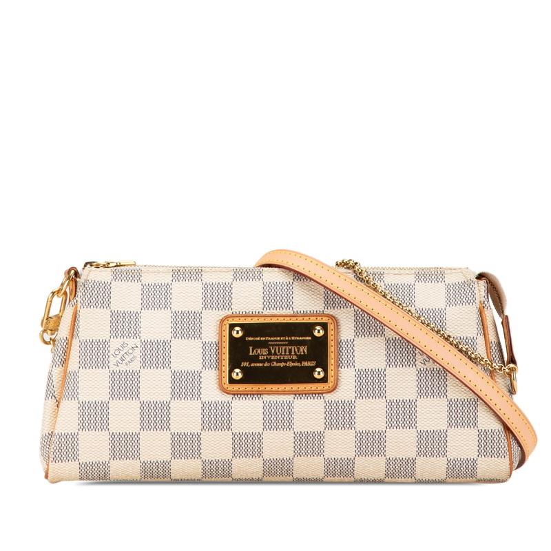 ルイ ヴィトン ダミエ アズール エヴァ チェーン ショルダーバッグ N55214 ホワイト PVC レザー レディース LOUIS VUITTON 【中古】 LOUIS VUITTON（ルイ・ヴィトン） ルイ ヴィトン ダミエ アズール