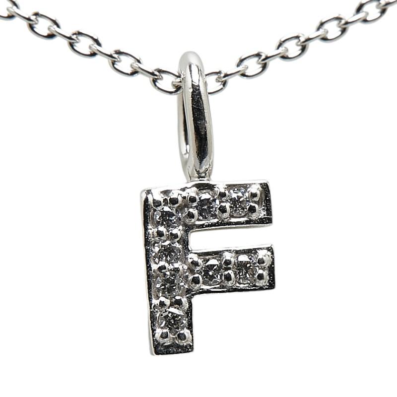 K18WG ホワイトゴールド ダイヤ0.04ct 田中貴金属 イニシャル F 