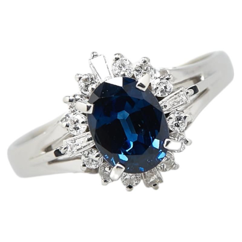 Pt900 プラチナ サファイア1.31ct ダイヤ0.23ct リング 指輪 #55 