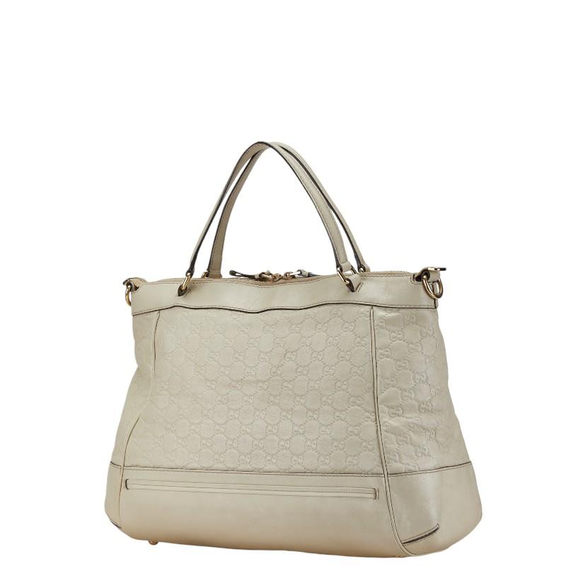 トートバッグ　GUCCI グッチシマ　レザー　ホワイト GUCCI（グッチ） グッチシマ リボン モチーフ トートバッグ ショルダー